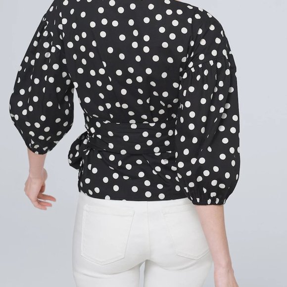 NEW White House Black Market Polka Dot Wrap Blouse - Picture 3 of 6